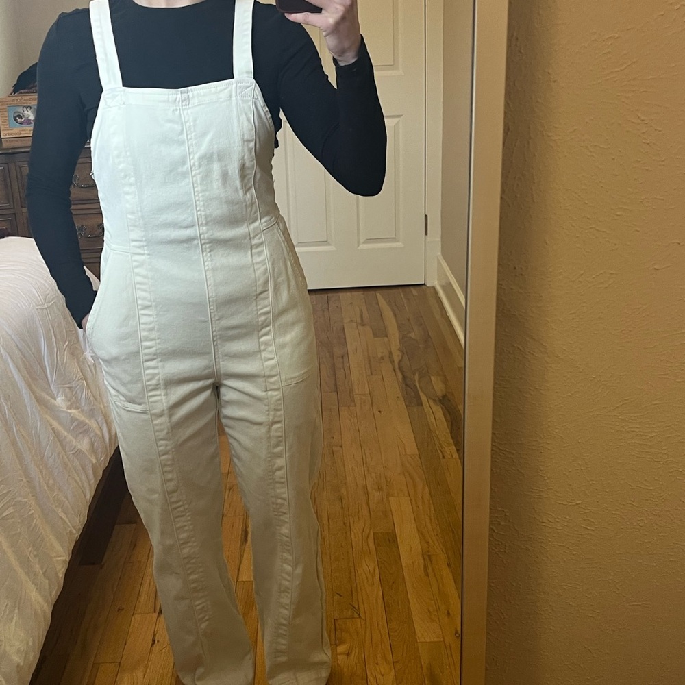 Women's Cream Denim Overalls
